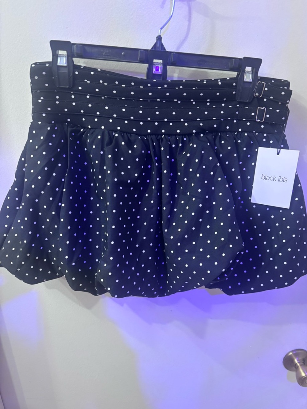 NWT Black Polka Dot Bubble Mini Skirt